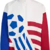 White Color-Block Zip-Up Track Jacket with Stand Collar