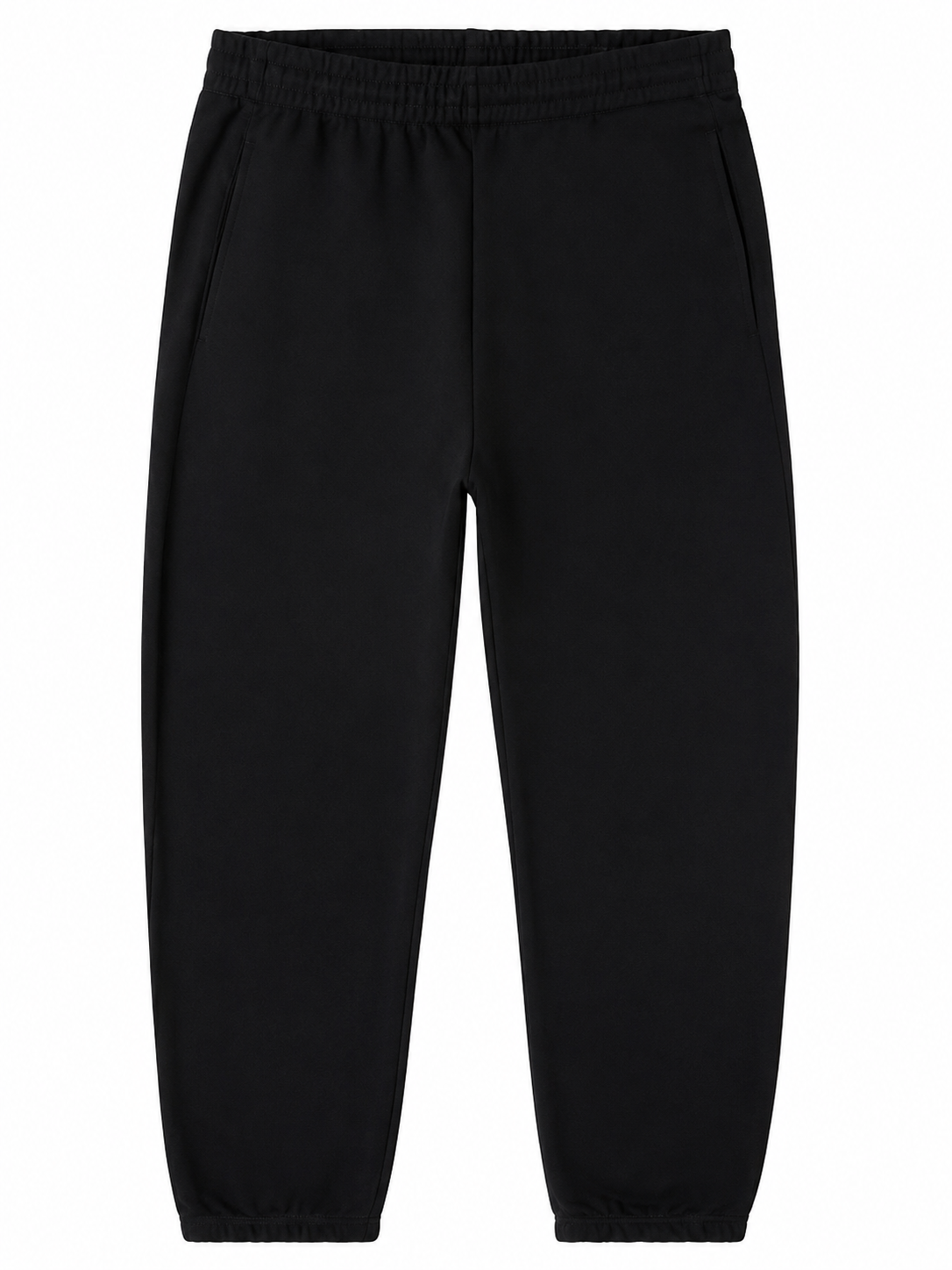 Solid Black Jogger-Style Pants with Cuffed Ankles