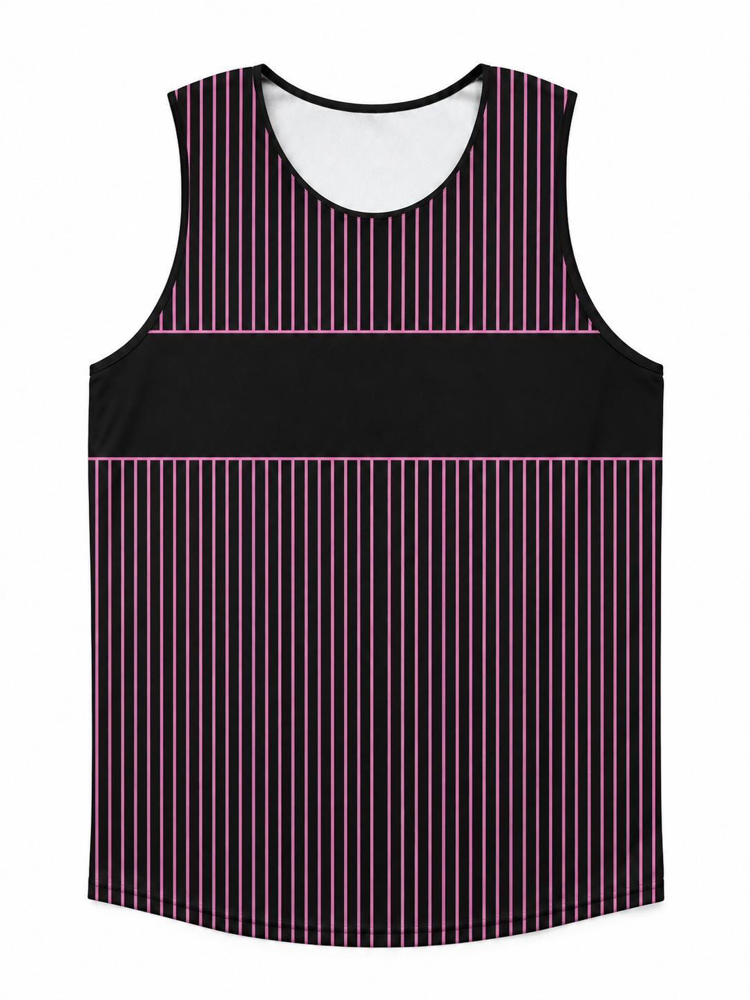 Black and Pink Striped Scoop Neck Tank Top
