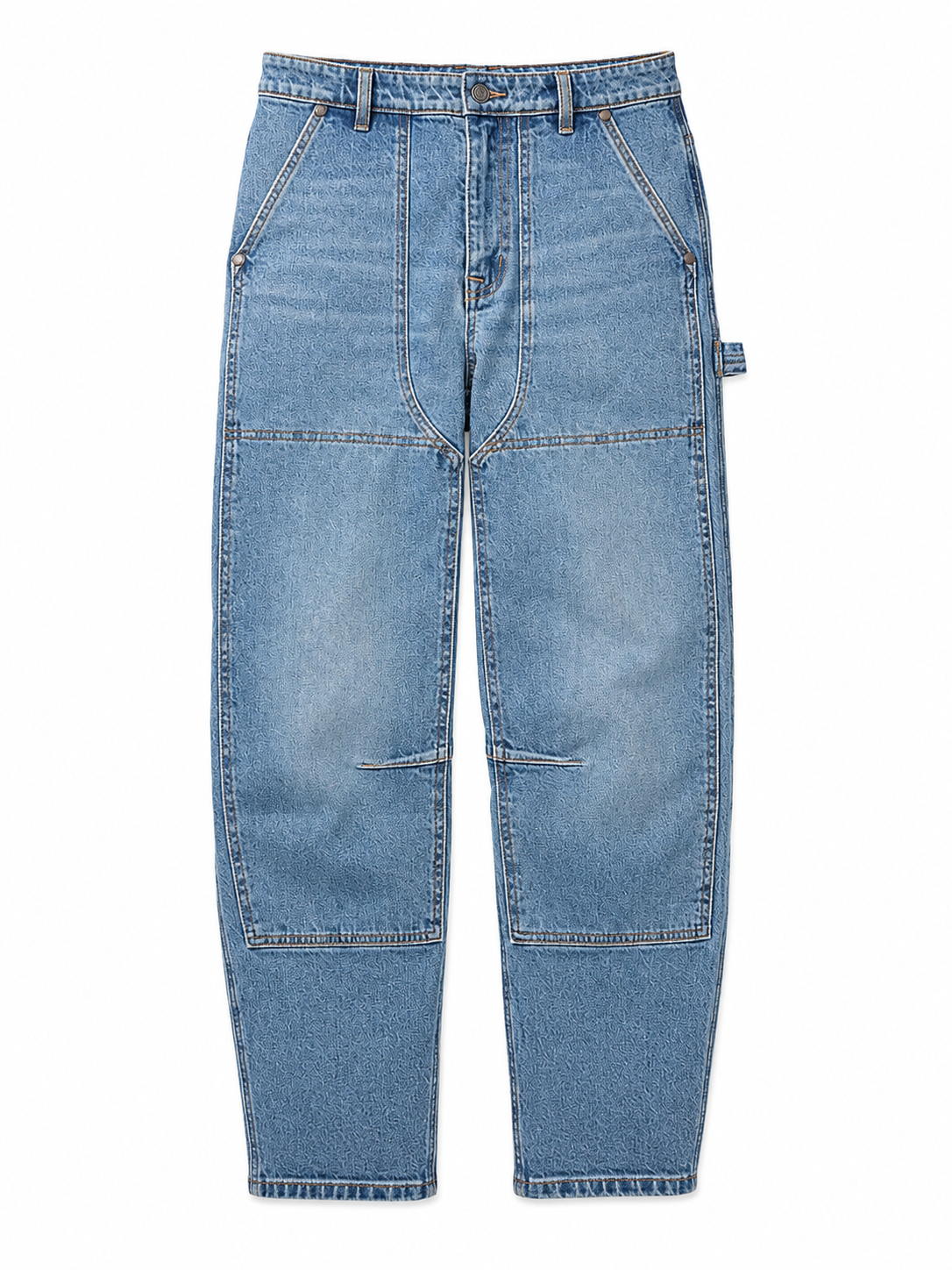 Medium Blue High-Rise Straight-Leg Paneled Jeans