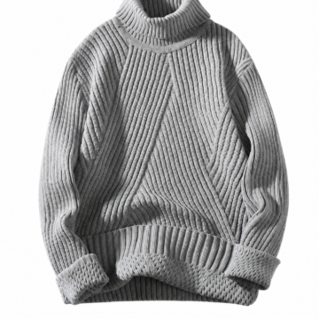 Heather Grey Oversized Turtleneck Chunky Knit Sweater