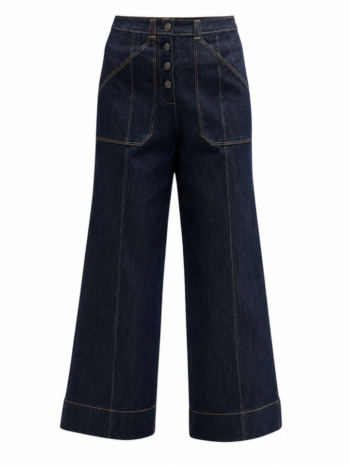 Dark Indigo High-Rise Wide-Leg Jeans