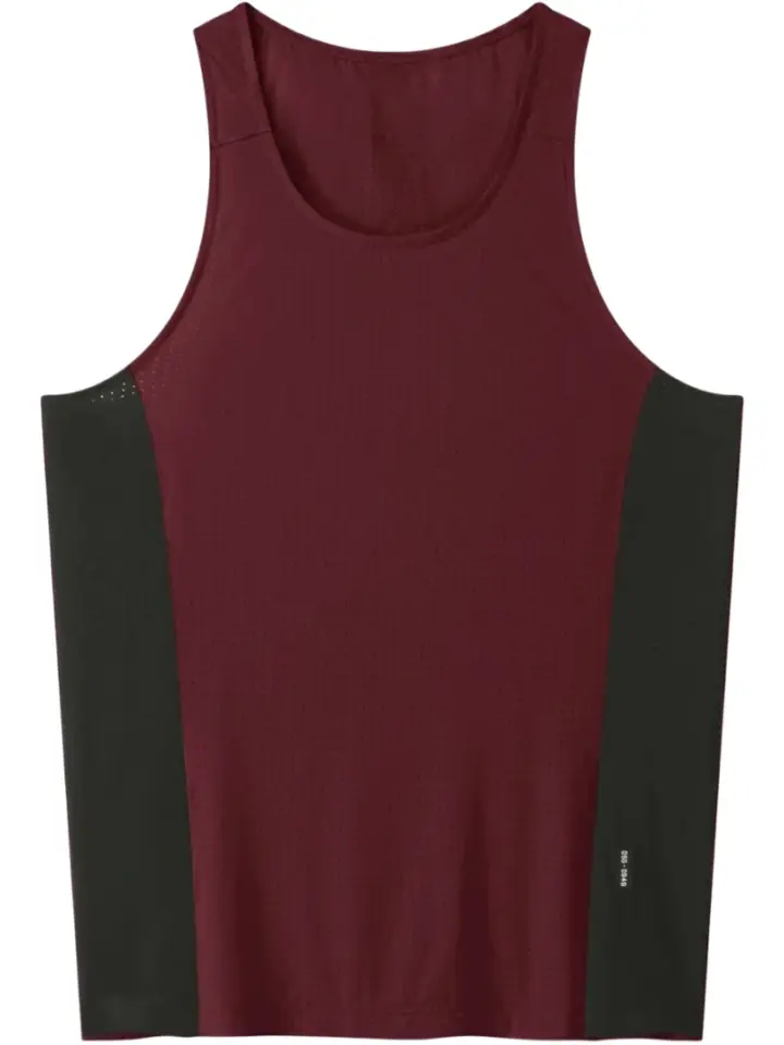 Burgundy Scoop Neck Tank Top with Green Side Panels