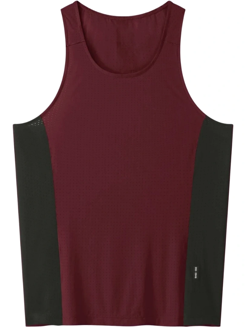 Burgundy Scoop Neck Tank Top with Green Side Panels