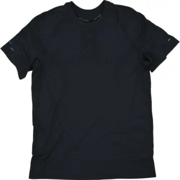 Black Crew Neck T-Shirt with Textured Dot Pattern