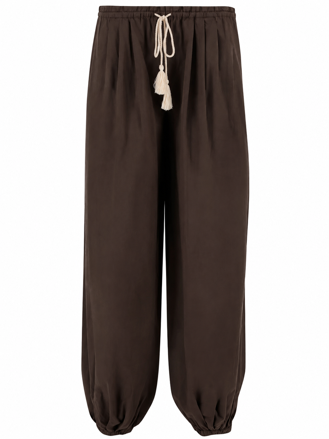 Dark Brown Balloon Fit Drawstring Pants